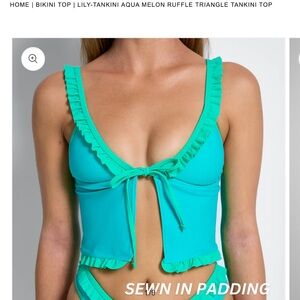 Lily-Tankini Aqua Melon Ruffle Triangle Top